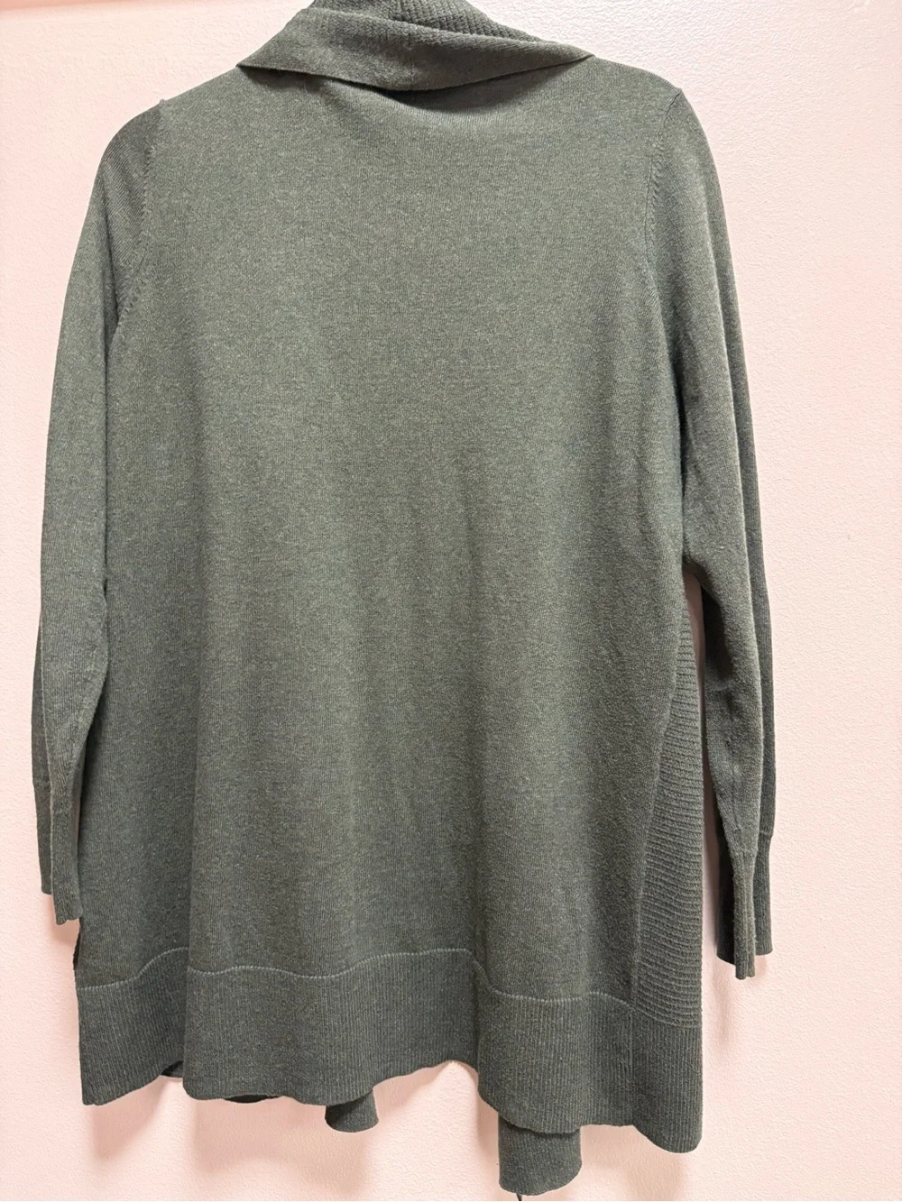 Gap Open Front Cardigan Olive Green 100% Cotton Shawl Collar Medium